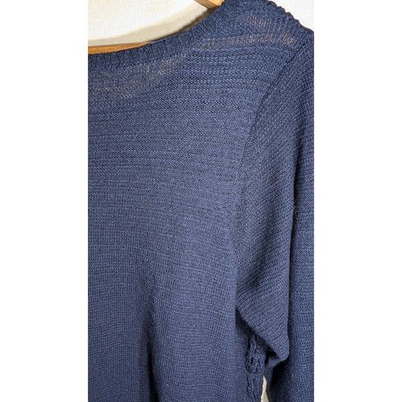 Charter Club Womens Knit Open Weave boat neck Sweater Sz 2X Navy Plus Size NWT - Picture 6 of 8